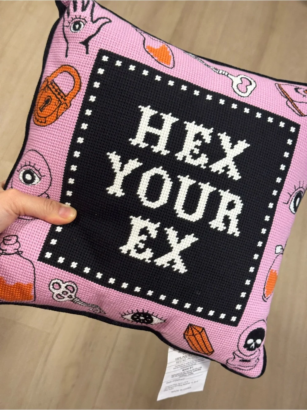 Hey Your Ex Decorative Pillow - Pink & Black